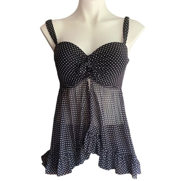 COCO Reef Bra Size Pinup Flowy Swim Polka Dot Tankini Top Sz 34D - Picture 1 of 6